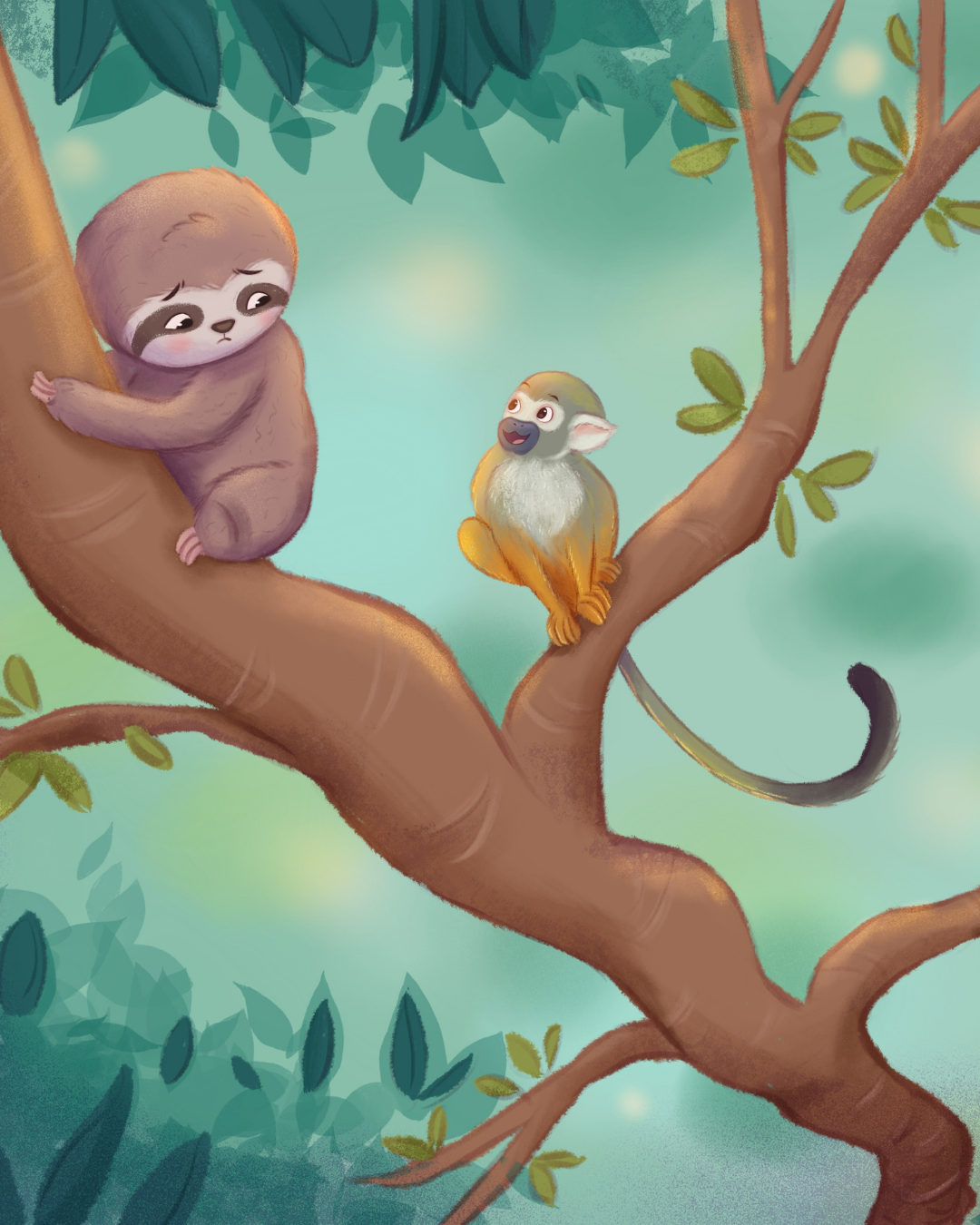 Sloth and Monkey in tree-2